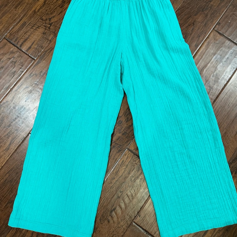 Turquoise Two-Piece Linen Set - Picture 3 of 5